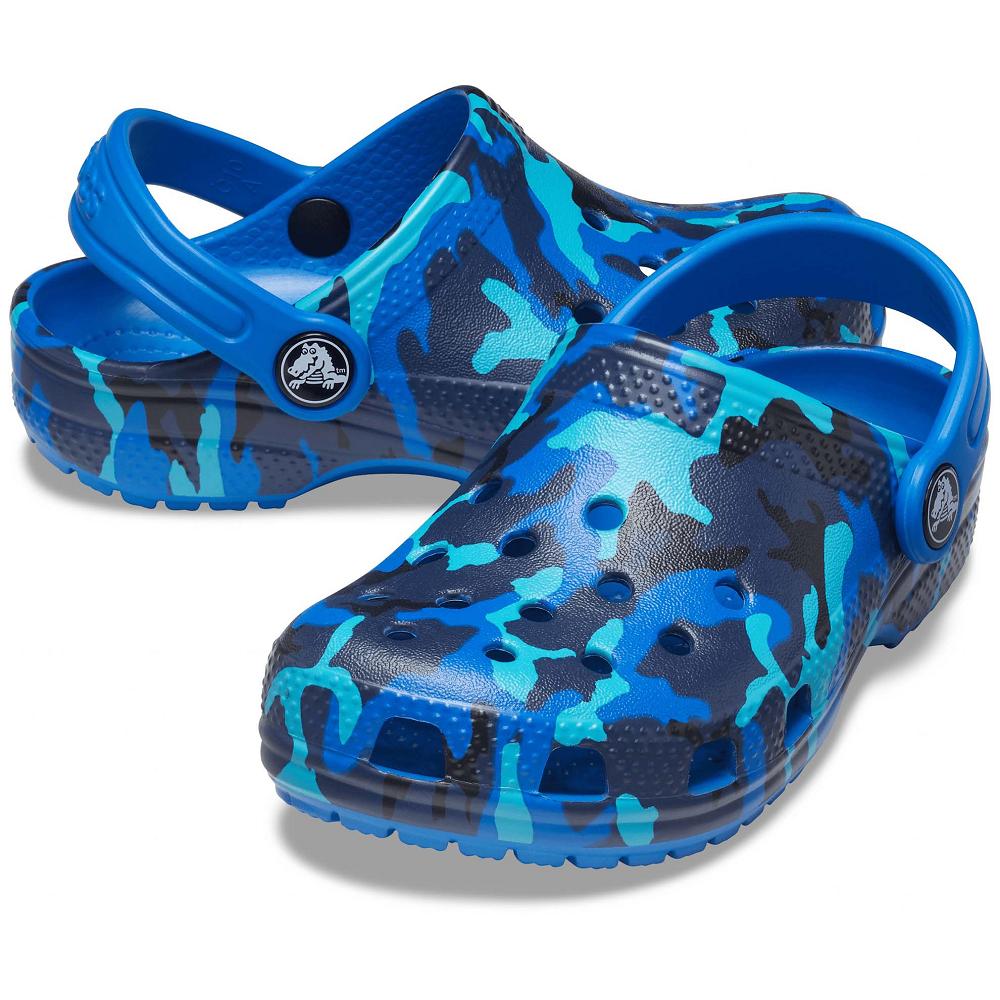 Blue Boys' Crocs Classic Printed Clogs | NZ 1325NWYB